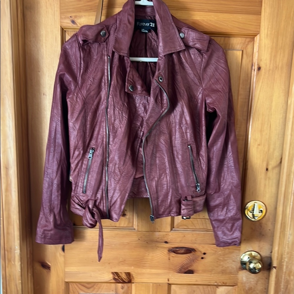 Forever 21 Women's Maroon Leather Jacket